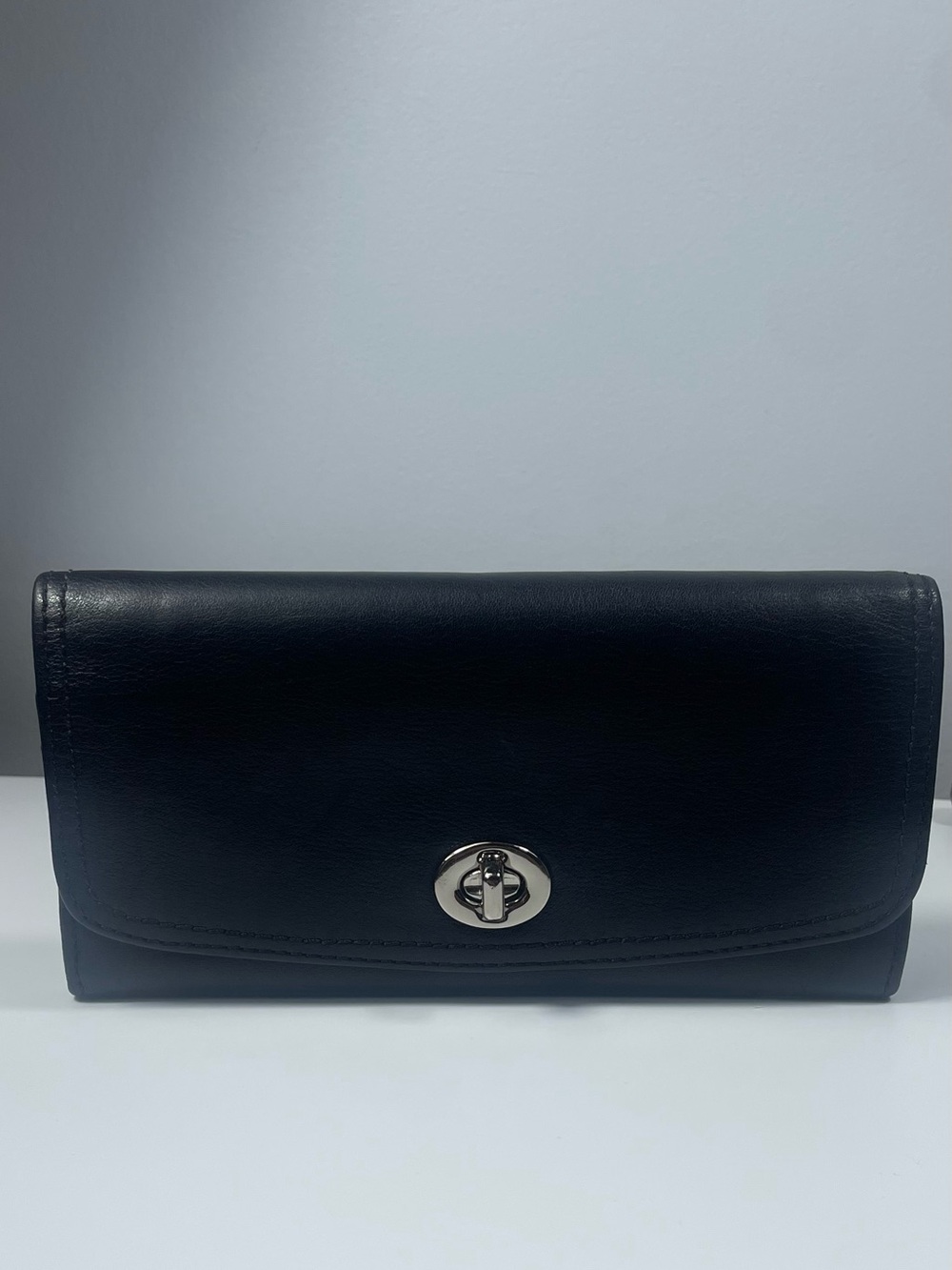 Coach Black Leather Turnlock Wallet